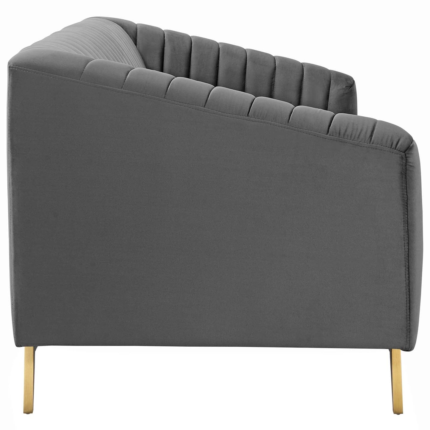 Valiant Vertical Channel Tufted Performance Velvet Sofa by Furniture for America