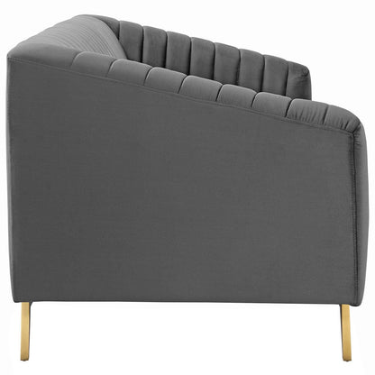 Valiant Vertical Channel Tufted Performance Velvet Sofa by Furniture for America