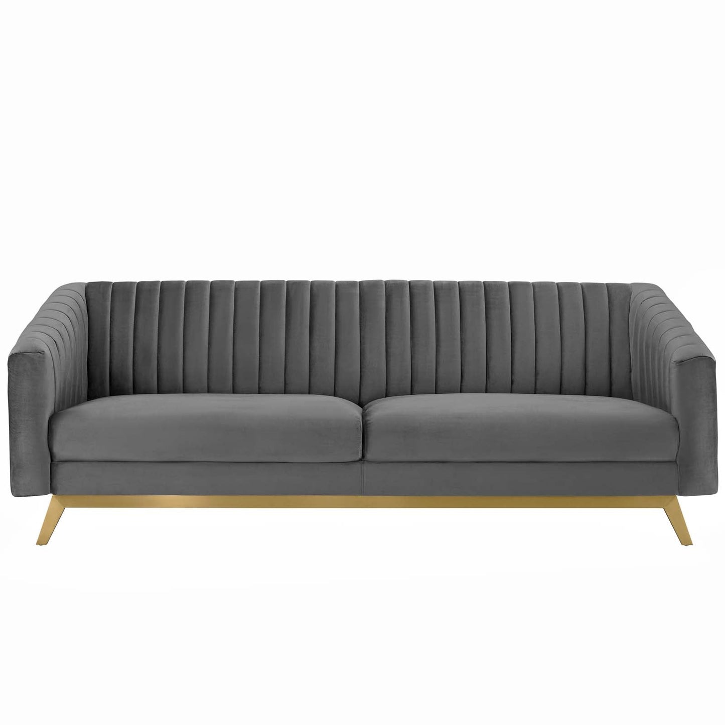 Valiant Vertical Channel Tufted Performance Velvet Sofa by Furniture for America