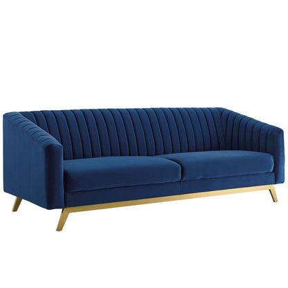 Valiant Vertical Channel Tufted Performance Velvet Sofa by Furniture for America