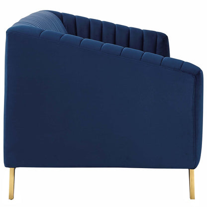 Valiant Vertical Channel Tufted Performance Velvet Sofa by Furniture for America