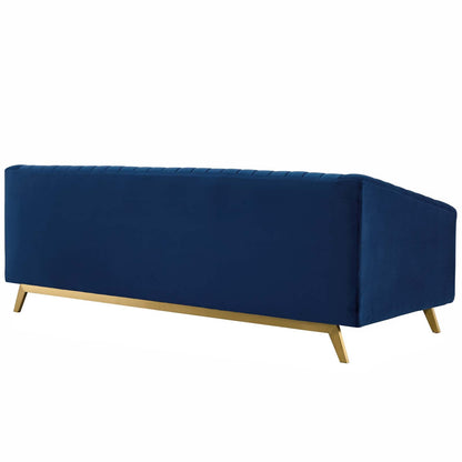 Valiant Vertical Channel Tufted Performance Velvet Sofa by Furniture for America
