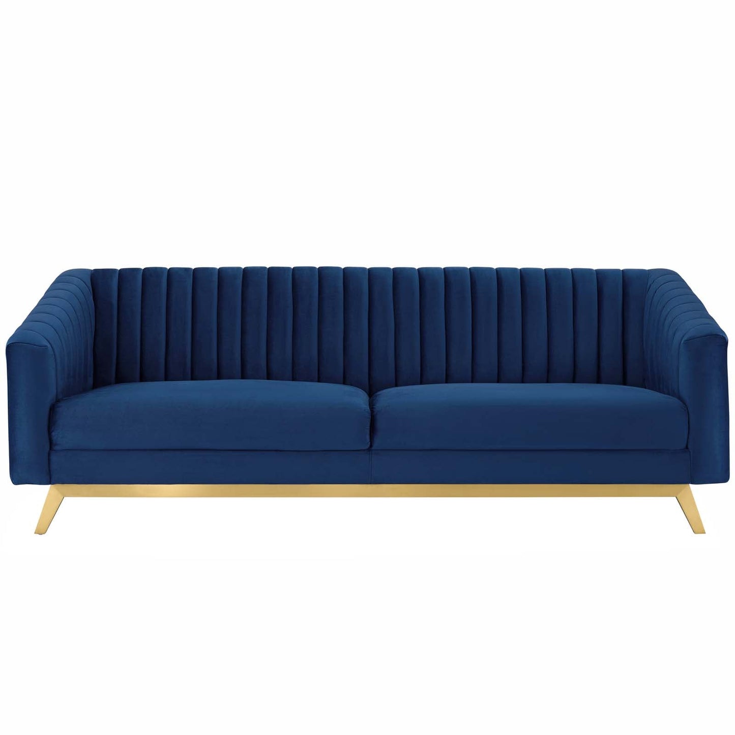 Valiant Vertical Channel Tufted Performance Velvet Sofa by Furniture for America