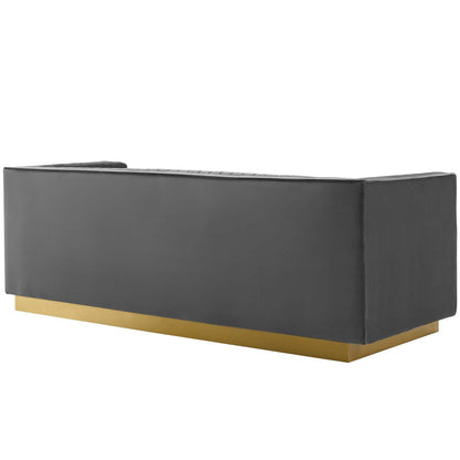 Sanguine Vertical Channel Tufted Performance Velvet Sofa by Furniture for America