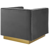Soren Vertical Channel Tufted Accent Performance Velvet Armchair in Gray