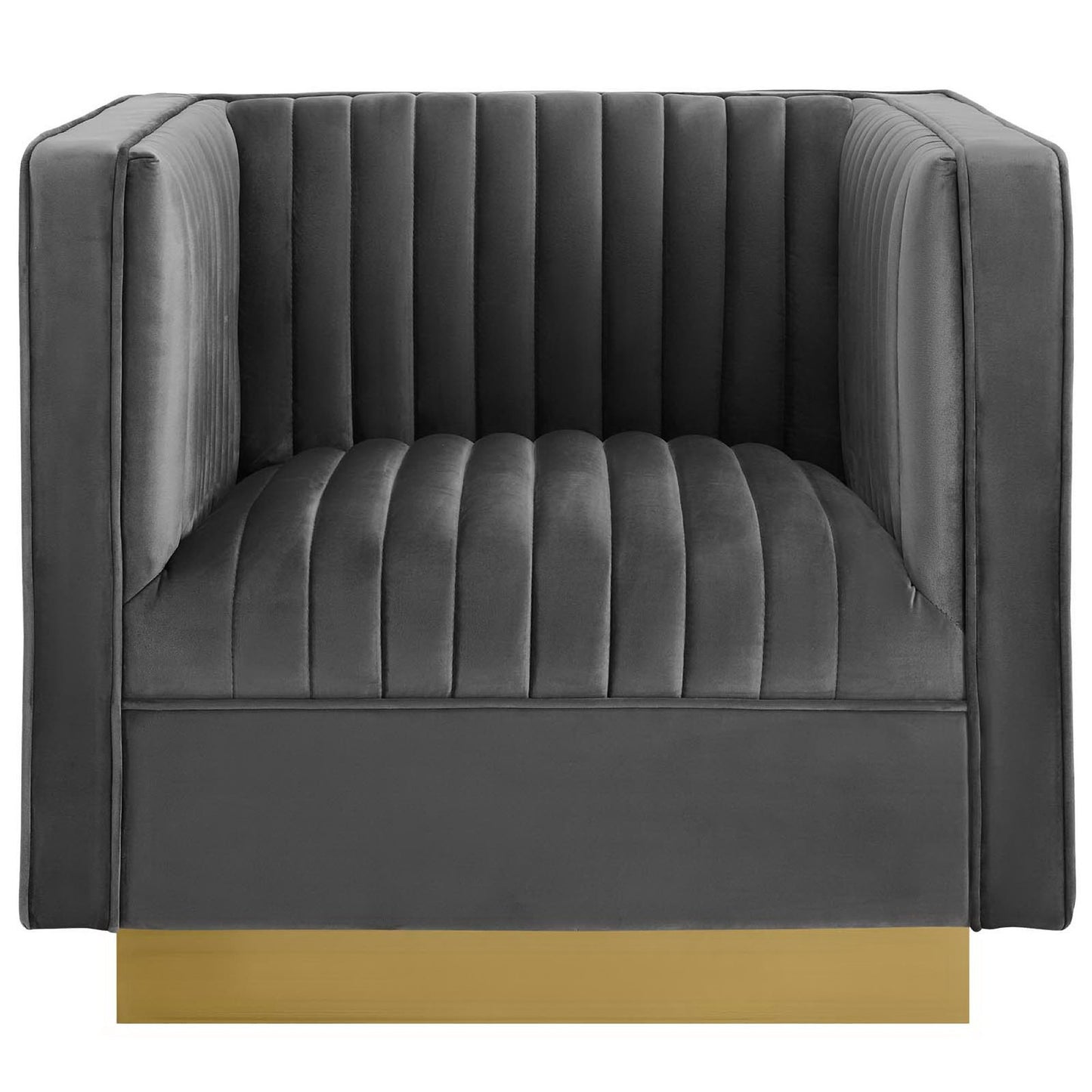 Sanguine Vertical Channel Tufted Accent Performance Velvet Armchair by Furniture For America