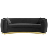 Cong Curved Performance Velvet Sofa in Black
