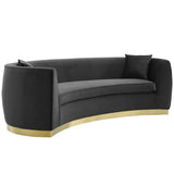 Cong Curved Performance Velvet Sofa in Black