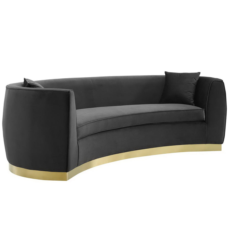 Cong Curved Performance Velvet Sofa in Black