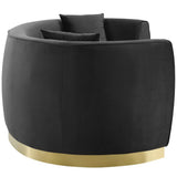 Cong Curved Performance Velvet Sofa in Black