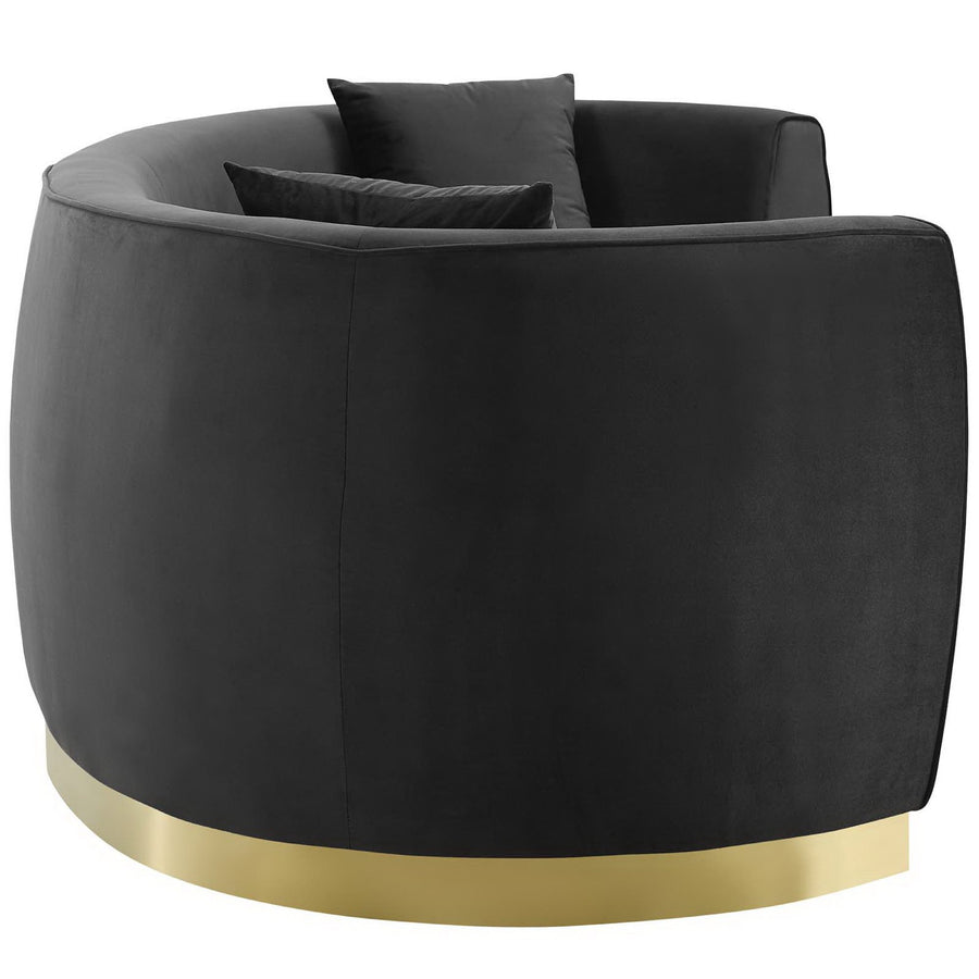 Cong Curved Performance Velvet Sofa in Black