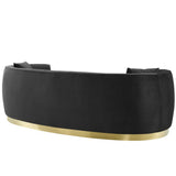 Cong Curved Performance Velvet Sofa in Black