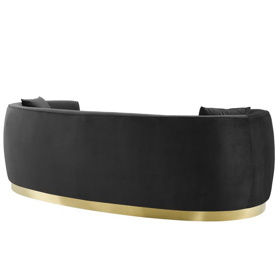Cong Curved Performance Velvet Sofa in Black