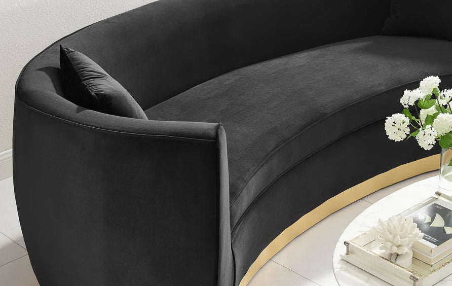 Cong Curved Performance Velvet Sofa in Black