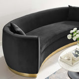 Cong Curved Performance Velvet Sofa in Black