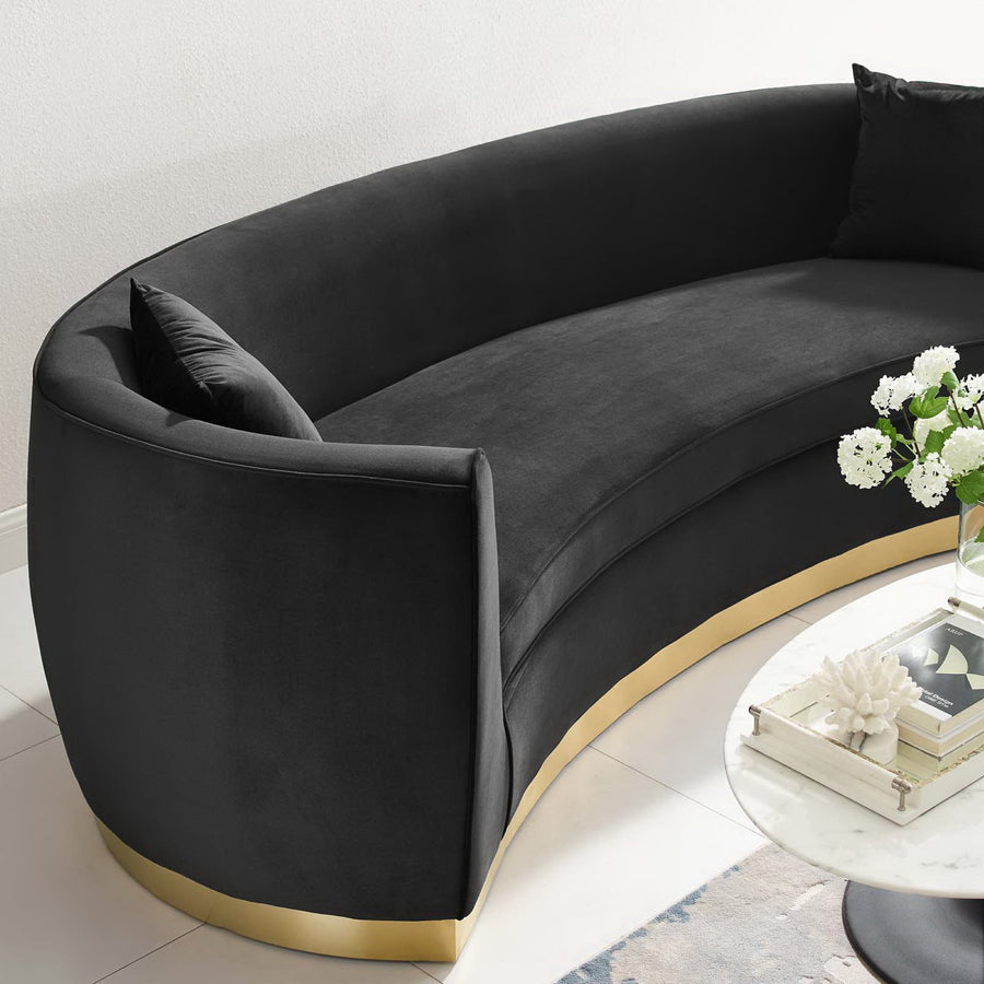 Cong Curved Performance Velvet Sofa in Black