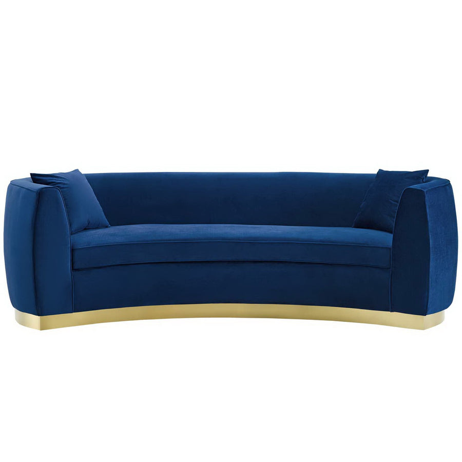 Cong Curved Performance Velvet Sofa in Navy