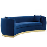 Cong Curved Performance Velvet Sofa in Navy