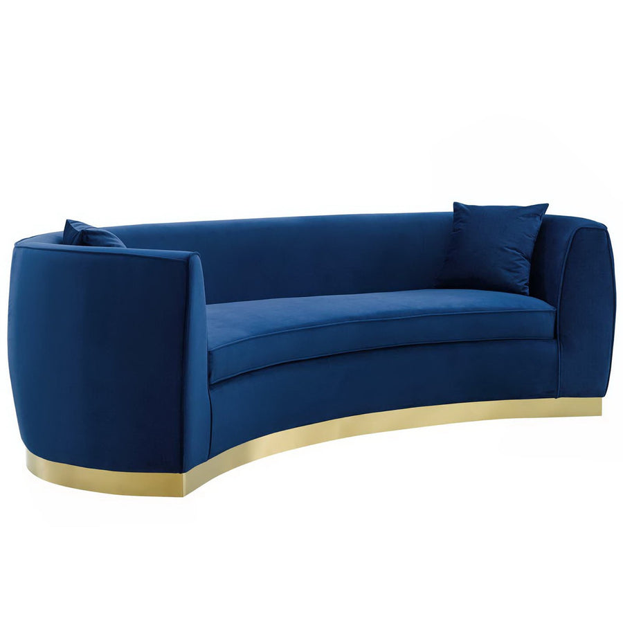 Cong Curved Performance Velvet Sofa in Navy