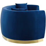 Cong Curved Performance Velvet Sofa in Navy