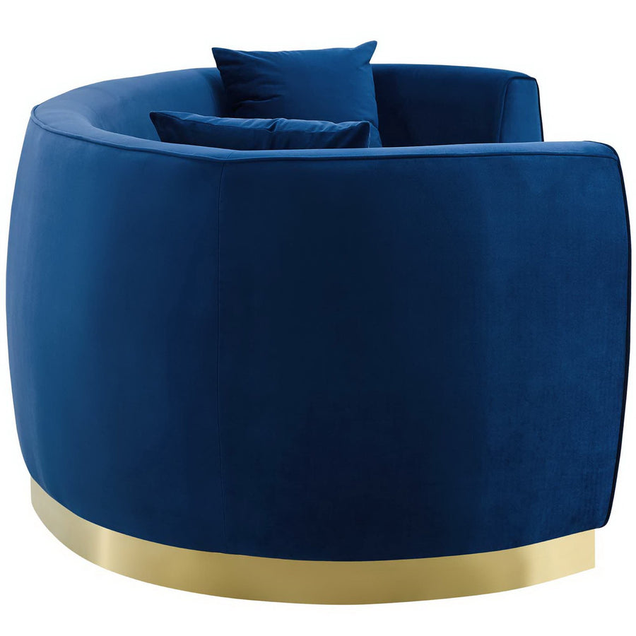 Cong Curved Performance Velvet Sofa in Navy