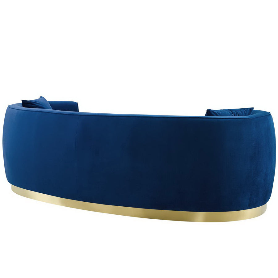Cong Curved Performance Velvet Sofa in Navy