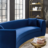 Cong Curved Performance Velvet Sofa in Navy
