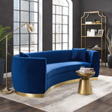 Cong Curved Performance Velvet Sofa in Navy