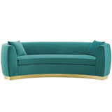 Cong Curved Performance Velvet Sofa in Teal