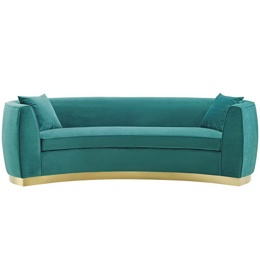 Cong Curved Performance Velvet Sofa in Teal