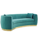 Cong Curved Performance Velvet Sofa in Teal
