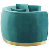 Cong Curved Performance Velvet Sofa in Teal