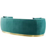 Cong Curved Performance Velvet Sofa in Teal