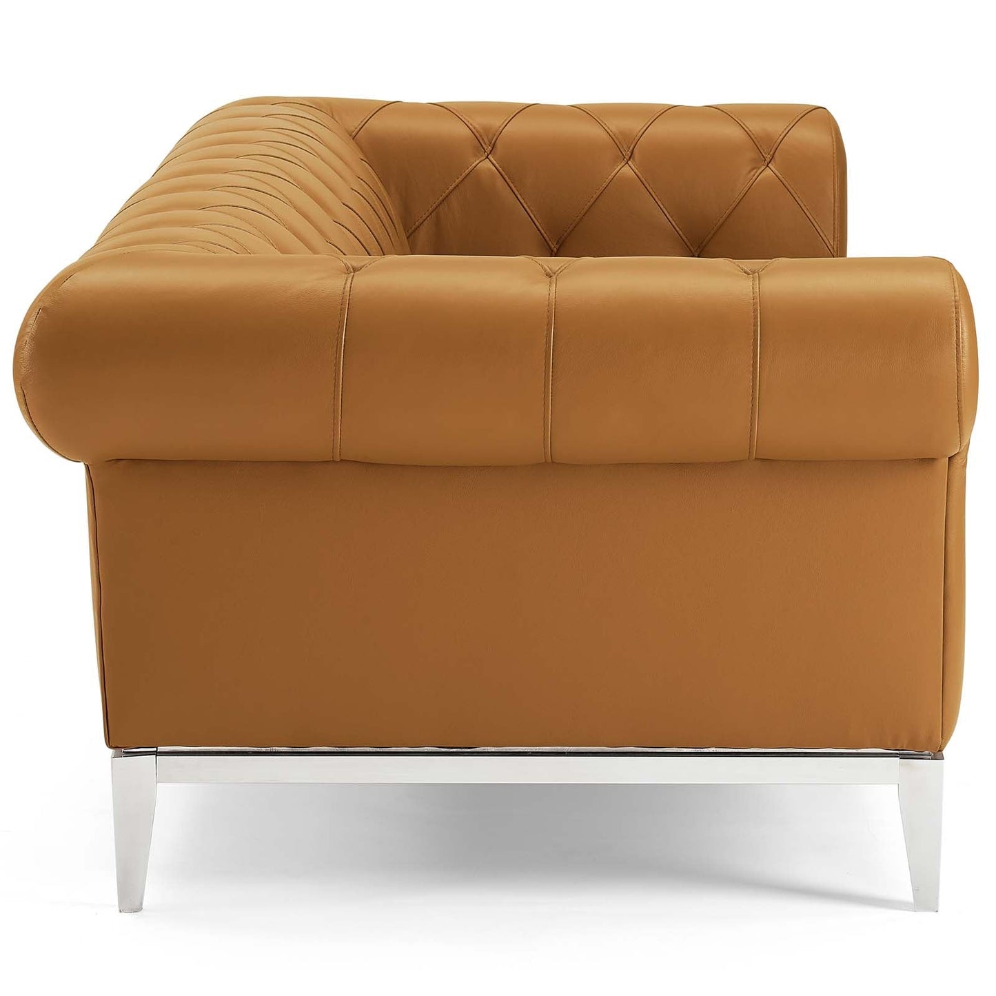 Idyll Tufted Button Upholstered Leather Chesterfield Sofa by Furniture for America