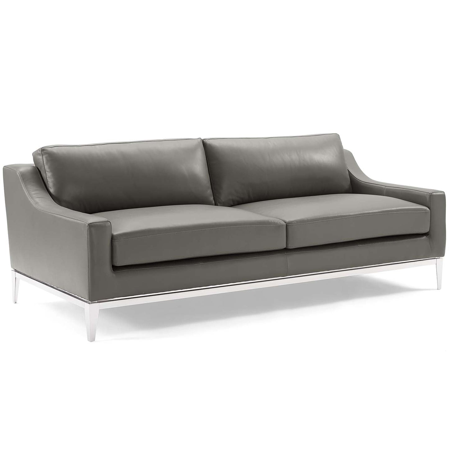 Harness 83.5" Stainless Steel Base Leather Sofa by Furniture for America