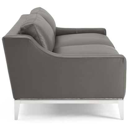 Harness 83.5" Stainless Steel Base Leather Sofa by Furniture for America