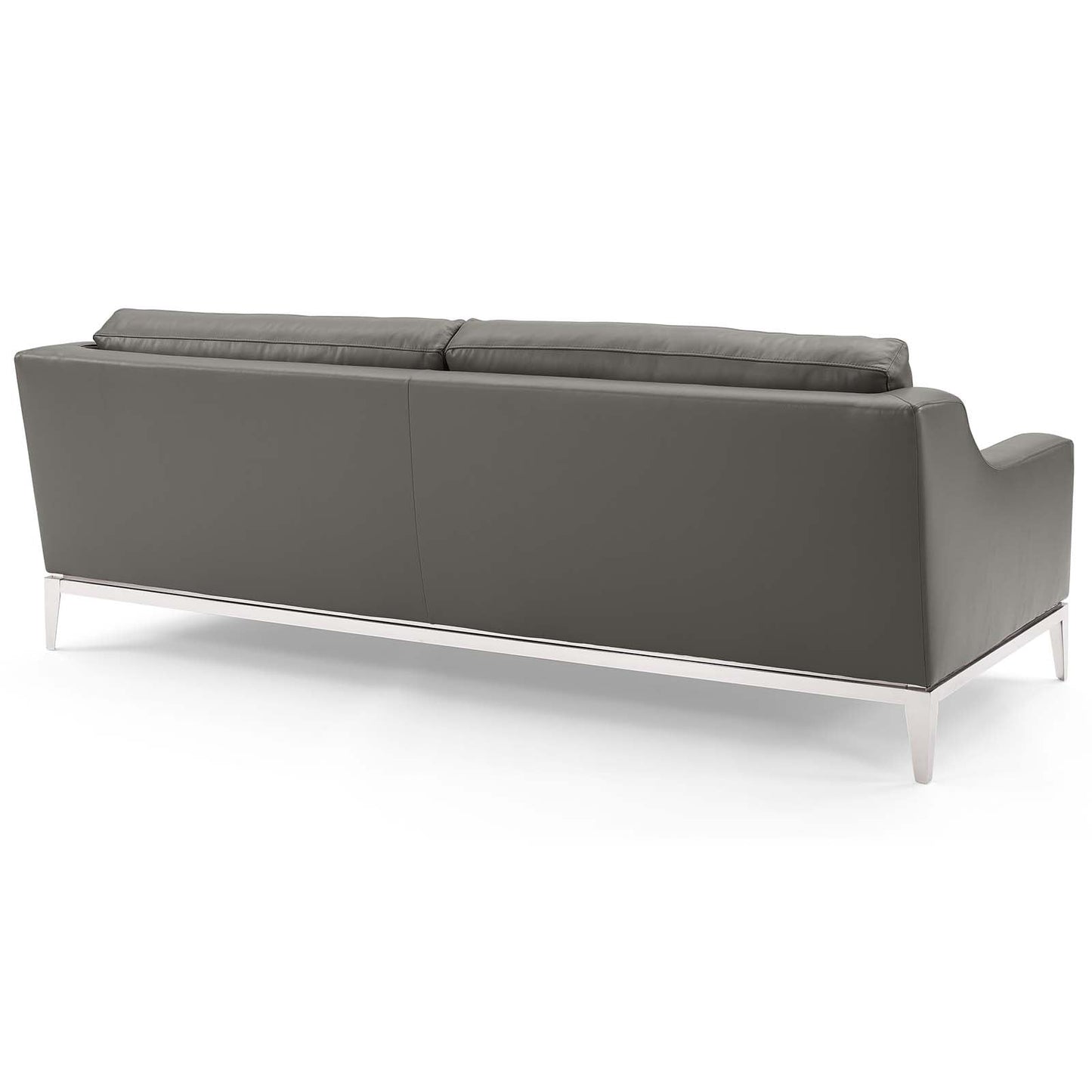 Harness 83.5" Stainless Steel Base Leather Sofa by Furniture for America