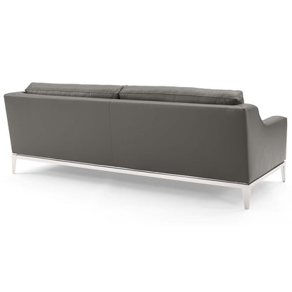 Harness 83.5" Stainless Steel Base Leather Sofa by Furniture for America