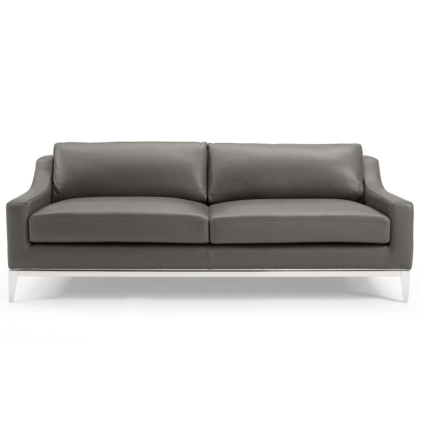 Harness 83.5" Stainless Steel Base Leather Sofa by Furniture for America