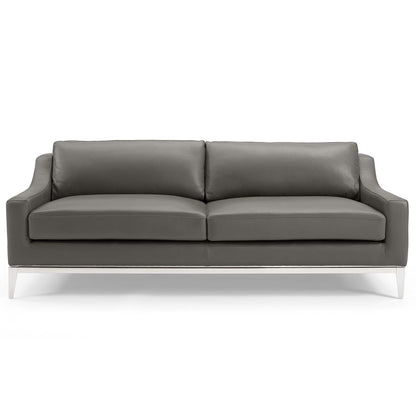 Harness 83.5" Stainless Steel Base Leather Sofa by Furniture for America