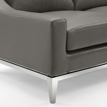 Harness 83.5" Stainless Steel Base Leather Sofa by Furniture for America