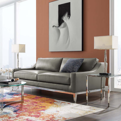 Harness 83.5" Stainless Steel Base Leather Sofa by Furniture for America