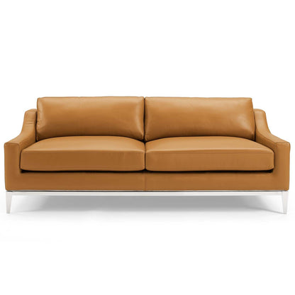 Harness 83.5" Stainless Steel Base Leather Sofa by Furniture for America