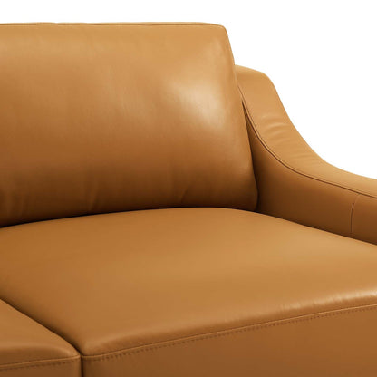 Harness 83.5" Stainless Steel Base Leather Sofa by Furniture for America