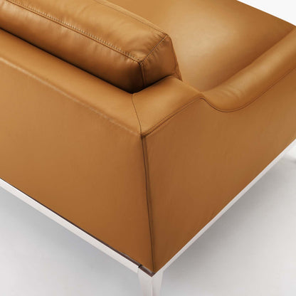 Harness 83.5" Stainless Steel Base Leather Sofa by Furniture for America