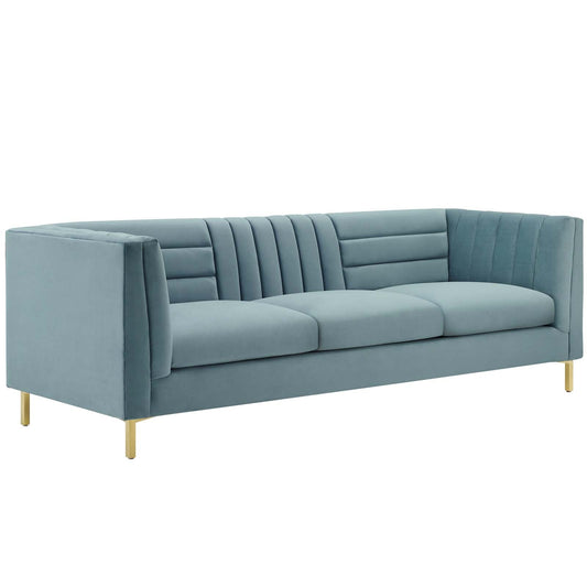Ingenuity Channel Tufted Performance Velvet Sofa by Furniture for America