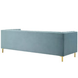 Larkspur Channel Tufted Performance Velvet Sofa in Light Blue