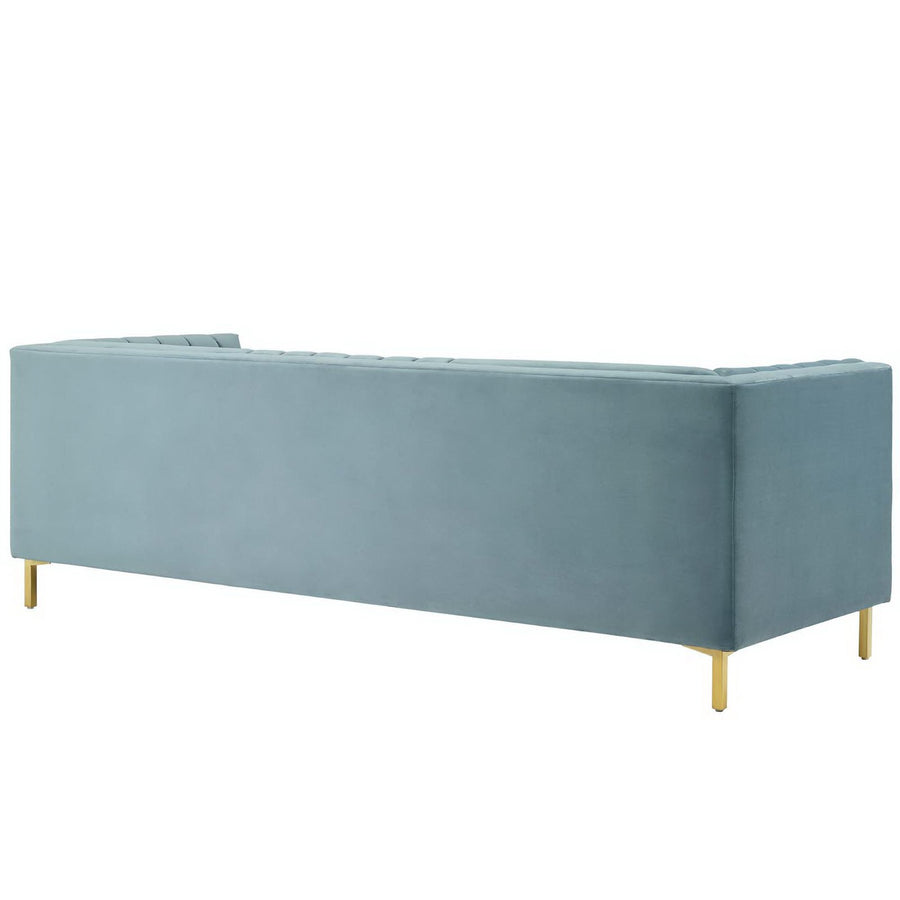 Larkspur Channel Tufted Performance Velvet Sofa in Light Blue