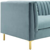 Larkspur Channel Tufted Performance Velvet Sofa in Light Blue