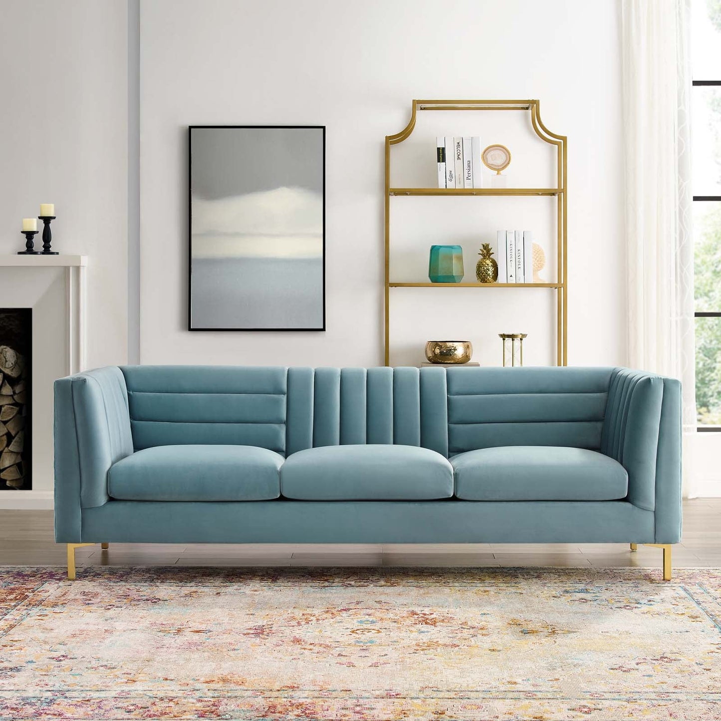Ingenuity Channel Tufted Performance Velvet Sofa by Furniture for America